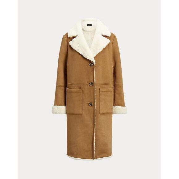 Lauren Ralph Lauren Jackets & Blazers - New $350 Ralph Lauren Faux Suede and Shearling Trim Coat Size Medium